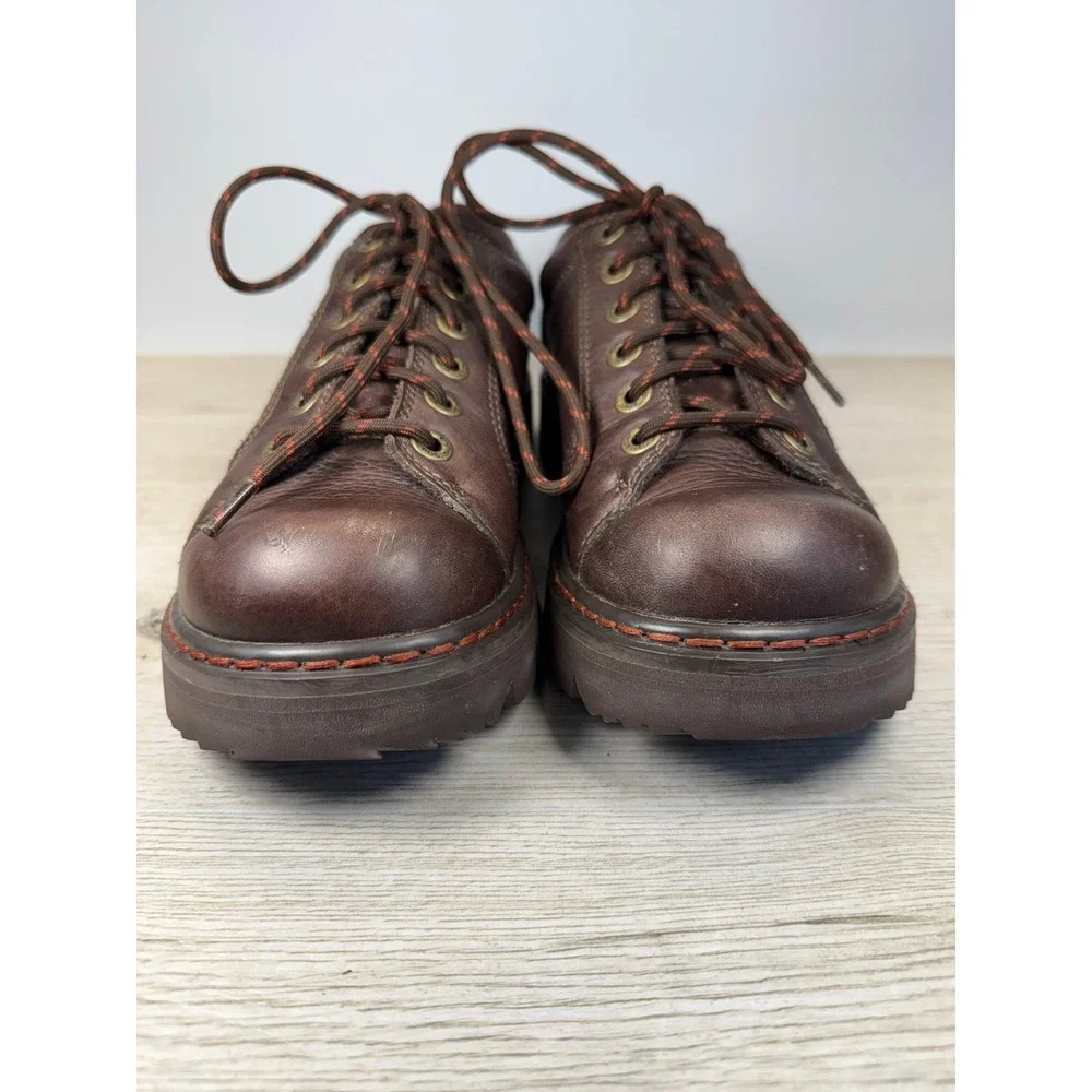 Rare 90s CAT Mens 9.5 Oxford Walking Machines Brown Leather Chunky Platform Lug